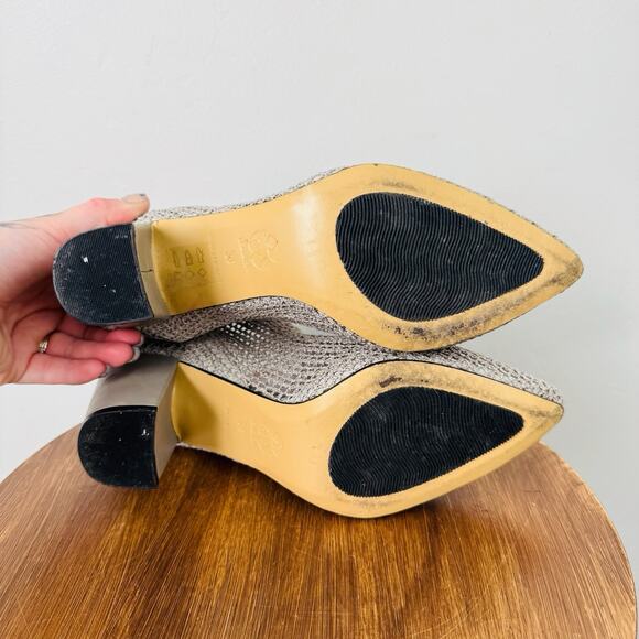 All Black Gray Woven Knit Heeled Ankle Boots Women’s Size 7.5 - Picture 7 of 10